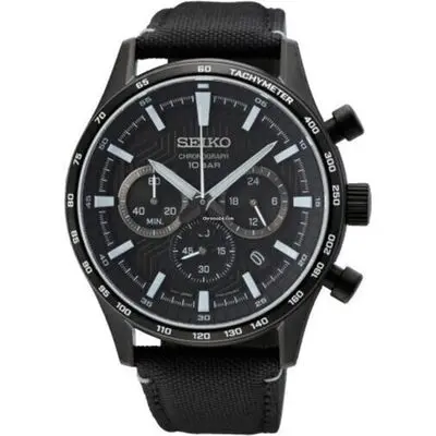 Seiko Urban Sports Chronograph Nylon Strap Black Dial Quartz Ssb417 Ssb417p1 Ssb417p 100m Men's Watch