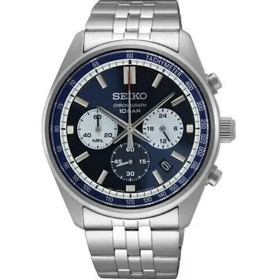 Seiko Discover More Chronograph Stainless Steel Blue Dial Quartz SSB427P1 100M Men's Watch