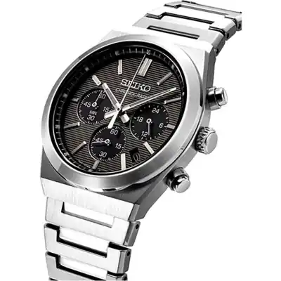 Seiko Discover More Classic Chronograph Stainless Steel Grey Dial Quartz SSB455P1 100M Men's Watch