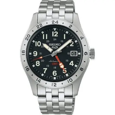 Seiko 5 Sports GMT Field Series Stainless Steel Black Dial Automatic SSK023K1 100 Men's Watch