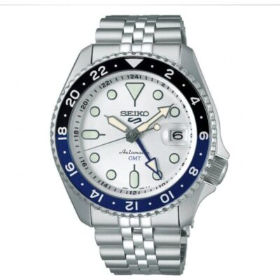 Seiko 5 Sports SKX GMT Stainless Steel White Dial Automatic SSK033K1 100M Men's Watch