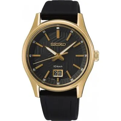 Seiko Conceptual Silicone Strap Black Dial Quartz SUR560P1 100M Men's Watch