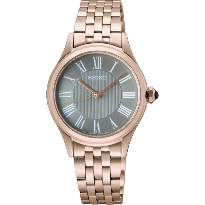 Seiko Classic Rose Gold Stainless Steel Grey Dial Quartz SUR614P1 Women's Watch