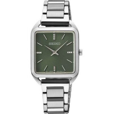 Seiko Essentials Stainless Steel Green Dial Quartz SWR075P1 Women's Watch