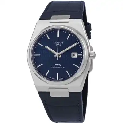 Tissot PRX Powermatic 80 Leather Strap Blue Dial Automatic T137.407.16.041.00 100M Men's Watch
