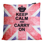 Cuscini Letterari - Copricuscino In Juta Lavata / Cotton Pillow Case  Keep Calm And Carry On - Size 40x40cm (UNIONJACK-C-03)  FASHION ACCESSORIES