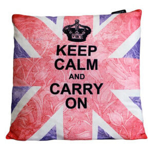 Cuscini Letterari - Copricuscino In Juta Lavata / Cotton Pillow Case  Keep Calm And Carry On - Size 40x40cm (UNIONJACK-C-03)  FASHION ACCESSORIES