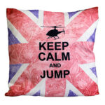 Cuscini Letterari - Copricuscino In Juta Lavata / Cotton Pillow Case  Keep Calm And Jump - Size 40x40cm (UNIONJACK-C-04)  FASHION ACCESSORIES