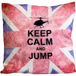 Cuscini Letterari - Copricuscino In Juta Lavata / Cotton Pillow Case Keep Calm And Jump - Size 40x40cm (UNIONJACK-C-04) Unisex FASHION ACCESSORIES
