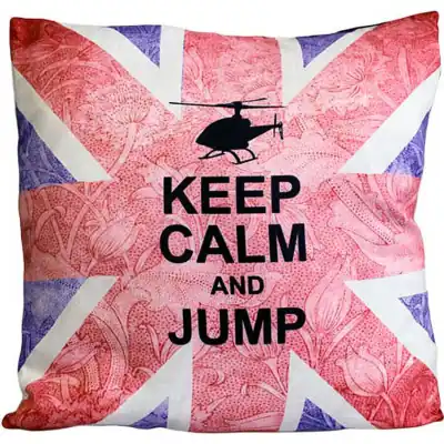 Cuscini Letterari - Copricuscino In Juta Lavata / Cotton Pillow Case Keep Calm And Jump - Size 40x40cm (UNIONJACK-C-04) Unisex FASHION ACCESSORIES