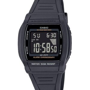 Casio Digital Sport Bold Dial. Led Light. 10 Year Battery (W-201-1BVDF) Unisex WATCHES