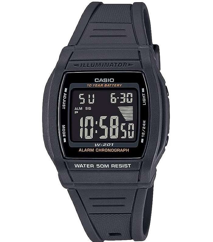 Casio Digital Sport Bold Dial. Led Light. 10 Year Battery (W-201-1BVDF) Unisex Watch