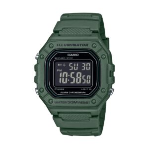 Casio Timeless Collection Sport Illuminator Wr 50m. Alarm. Chronograph - Army Green (W-218H-3BVEF) Men's Watch