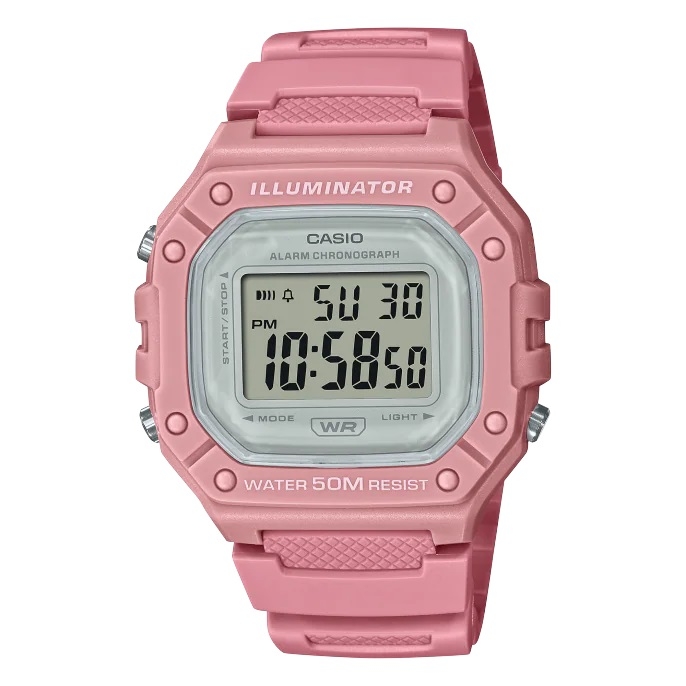 Casio Timeless Collection Sport Illuminator Wr 50m. Alarm. Chronograph - Pink - Colored Serie ***special Price*** (W-218HC-4A) Unisex Watch