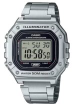 Casio Timeless Collection Sport Illuminator Wr 50m. Alarm. Chronograph - Silver - Metal Serie (W-218HD-1AVDF) Men's Watch