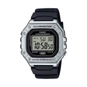 Casio Timeless Collection Sport Illuminator Wr 50m. Alarm. Chronograph - Silver - Metal Serie (W-218HM-7AVEF) Men's Watch