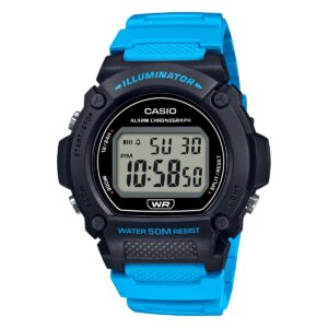 Casio Timeless Collection Sport- Illuminator. Wr 50m. Alarm. Chronograph - Black (brilliant Color Strap) (W-219H-2A2VCF) Men's Watch