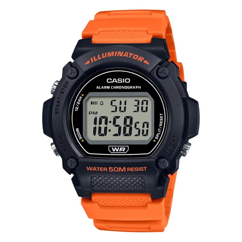 Casio Timeless Collection Sport- Illuminator. Wr 50m. Alarm. Chronograph - Black (brilliant Color Strap) (W-219H-4AVDF) Men's Watch