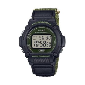 Casio Timeless Collection Sport- Illuminator. Wr 50m. Alarm. Chronograph - Army Green - Colored Serie (W-219HB-3AVEF) Men's Watch