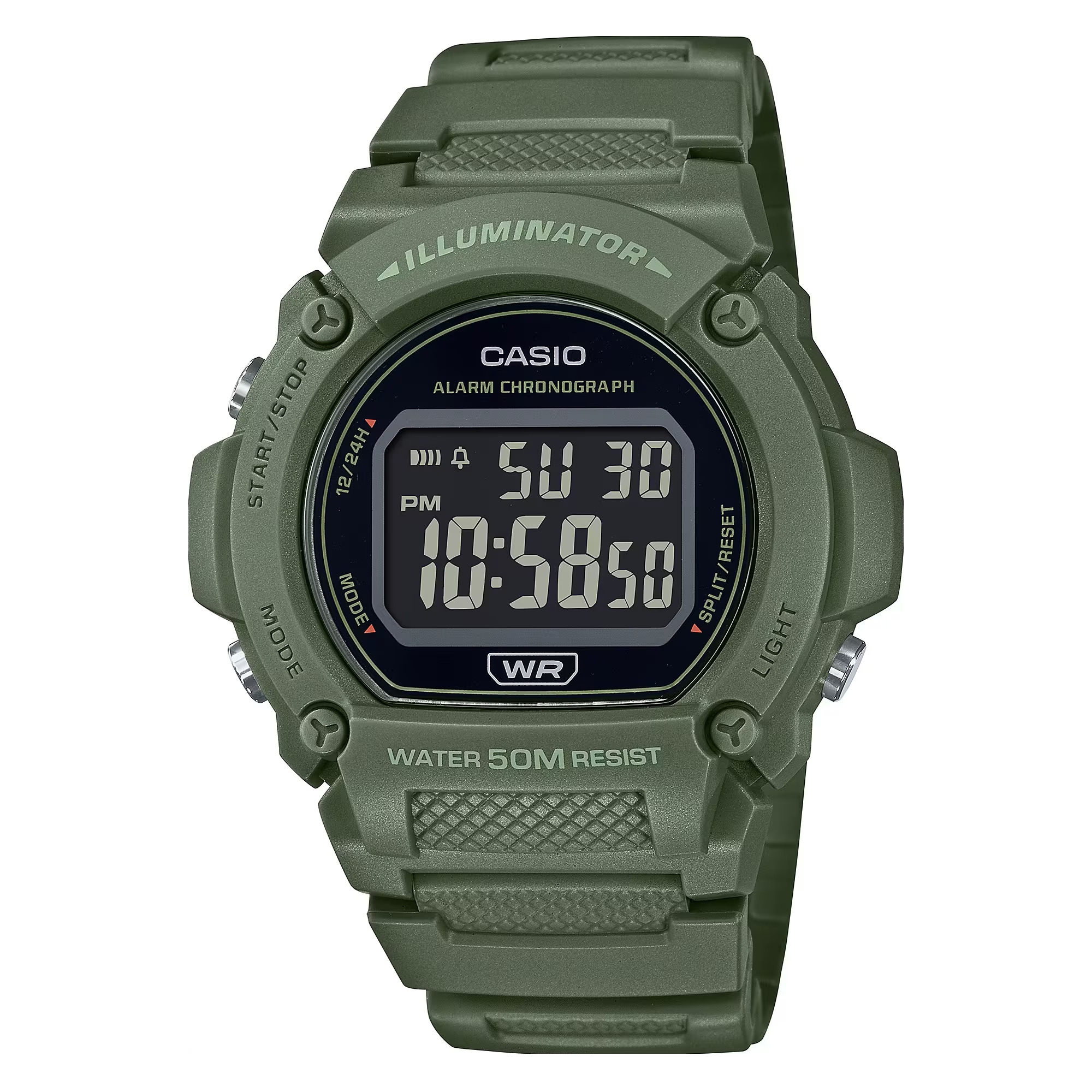 Casio Timeless Collection sport Men's (w-219hc-3budf) - illuminator Men's Watch 1 Casio Timeless Collection Sport- Illuminator. Wr 50m. Alarm. Chronograph - Army Green - Colored Serie (W-219HC-3BUDF) Men's Watch