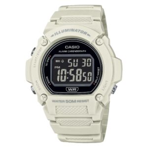Casio Timeless Collection Sport- Illuminator. Wr 50m. Alarm. Chronograph - White - Colored Serie (W-219HC-8BVDF) Men's Watch