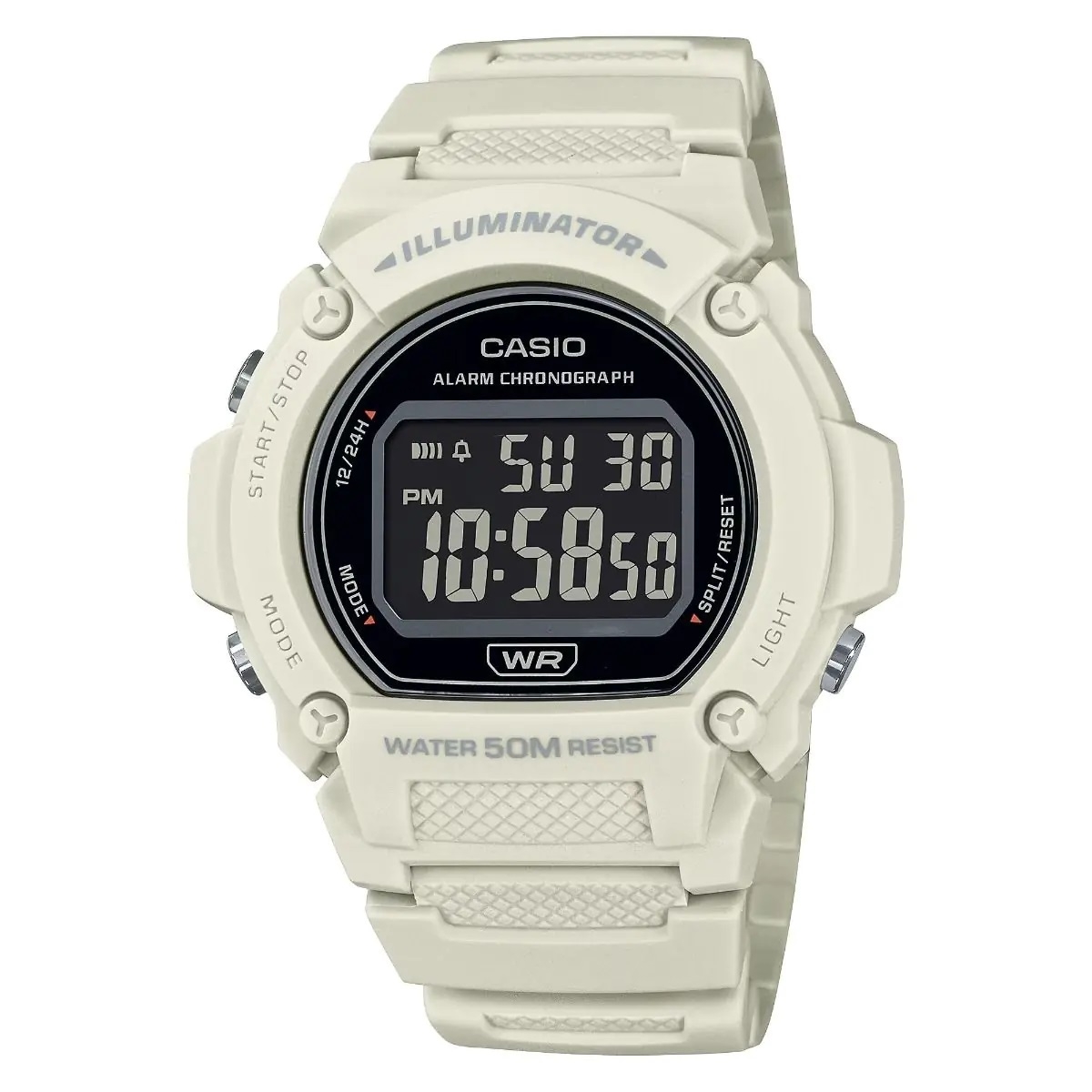 Casio Timeless Collection sport Men's (w-219hc-8bvdf) - illuminator Men's Watch 1 Casio Timeless Collection Sport- Illuminator. Wr 50m. Alarm. Chronograph - White - Colored Serie (W-219HC-8BVDF) Men's Watch