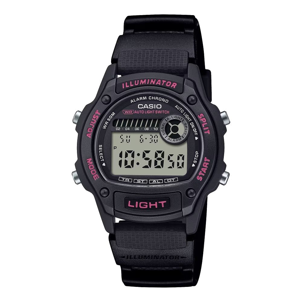 Casio Sport Timeless Collection - Black - Pink (W-220H-1A2VEF) Unisex Watch