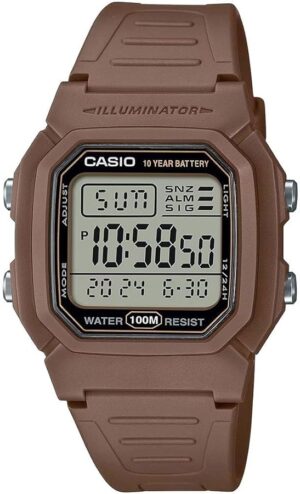 Casio Timeless Collection Diver - Double Time. Alarm. Chronograph - 10 Year Battery - Brown (W-800H-5AVES) Unisex Watch