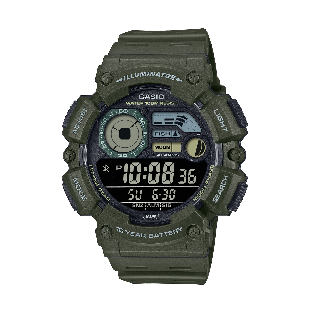 Casio Sport Illuminator 10 Years Battery - Army Green (WS-1500H-3BVEF) Men's Watch