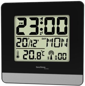 TECHNO LINE WT260 - Sveglia radiocontrollata con temp. data (7 lingue). luce e snooze - Radio controlled alarm clock with temp. date (7 languages). light and snooze (WT260) Unisex WATCHES