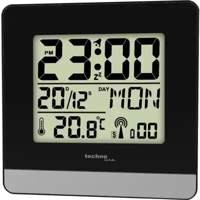 Techno Line Wt260 - Sveglia Radiocontrollata Con Temp. Data (7 Lingue). Luce E Snooze - Radio Controlled Alarm Clock With Temp. Date (7 Languages). Light And Snooze (WT260) Unisex WATCHES