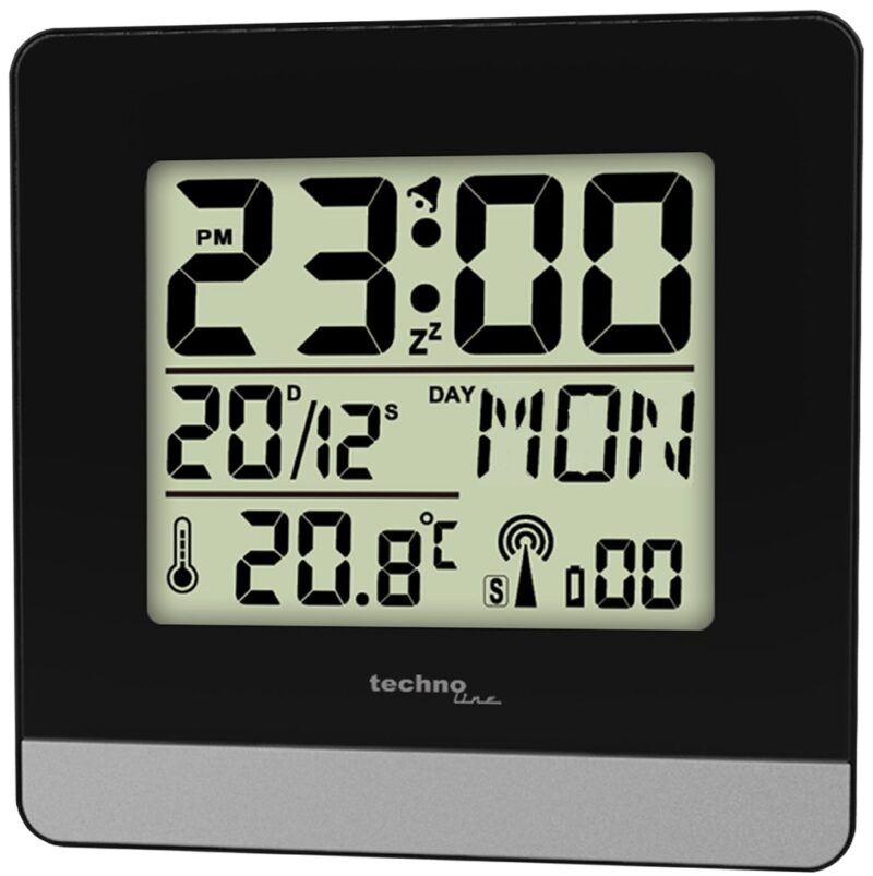 TECHNO LINE WT260 - Sveglia radiocontrollata con temp. data (7 lingue). luce e snooze - Radio controlled alarm clock with temp. date (7 languages). light and snooze (WT260) Unisex WATCHES