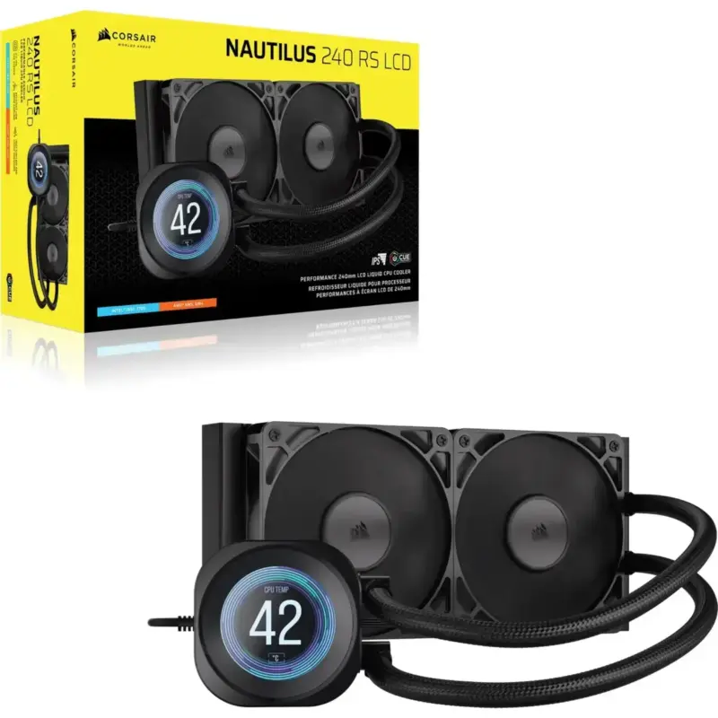 NAUTILUS 240 RS LCD Liquid CPU Cooler – 2.1'''' IPS LCD Screen – RS120 Fans – 240 mm Radiator – LGA 1851/1700;
AMD® AM5/AM4 -