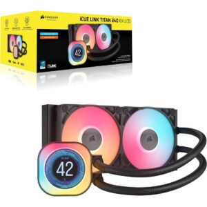 Corsair iCUE LINK TITAN 240 RX LCD Liquid CPU Cooler – RX120 RGB Fans – Fits Intel® LGA 1851/1700; AMD® AM5/AM4.