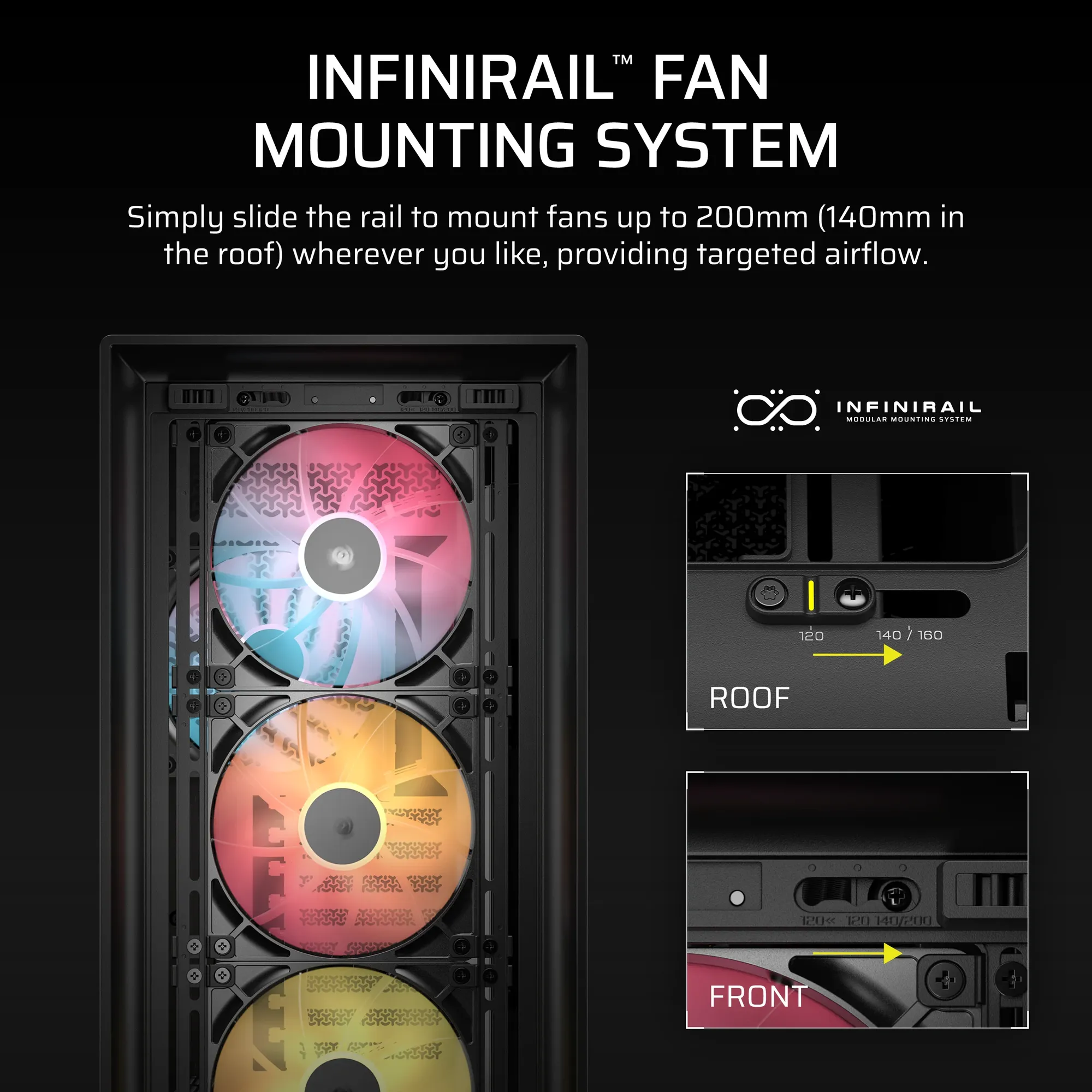 FRAME 5000D RS ARGB Mid-Tower PC Case; 4x RS140 ARGB Fans; 2x 2.5'' ; 1x 3.5'' ; Black. - Image 10