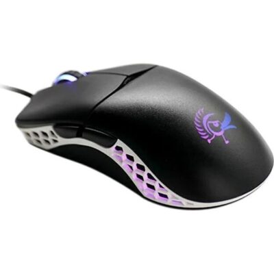 Ducky Mouse Feather Black and White - Huano Blue switches; PixArt sensor; 16000 DPI.
