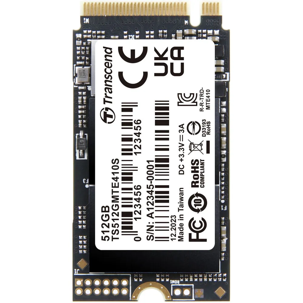 Transcend 512 GB MTE410S PCI-E GEN 4x4 M.2 2242 SSD 3D NAND - 5000 MB/s Read 3500 MB/s Write -300 TBW
