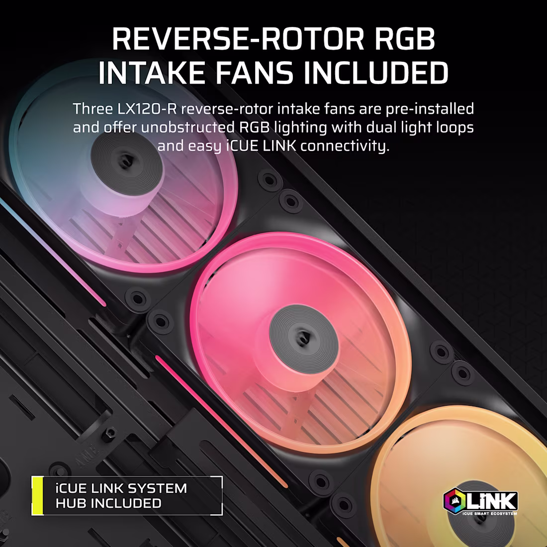 FRAME 4500X LX-R RGB LINK Panoramic Glass Mid-Tower PC Case; 3x RGB Fans Inclided; 4x 2.5'' ; 2x 3.5''; Black - Image 7