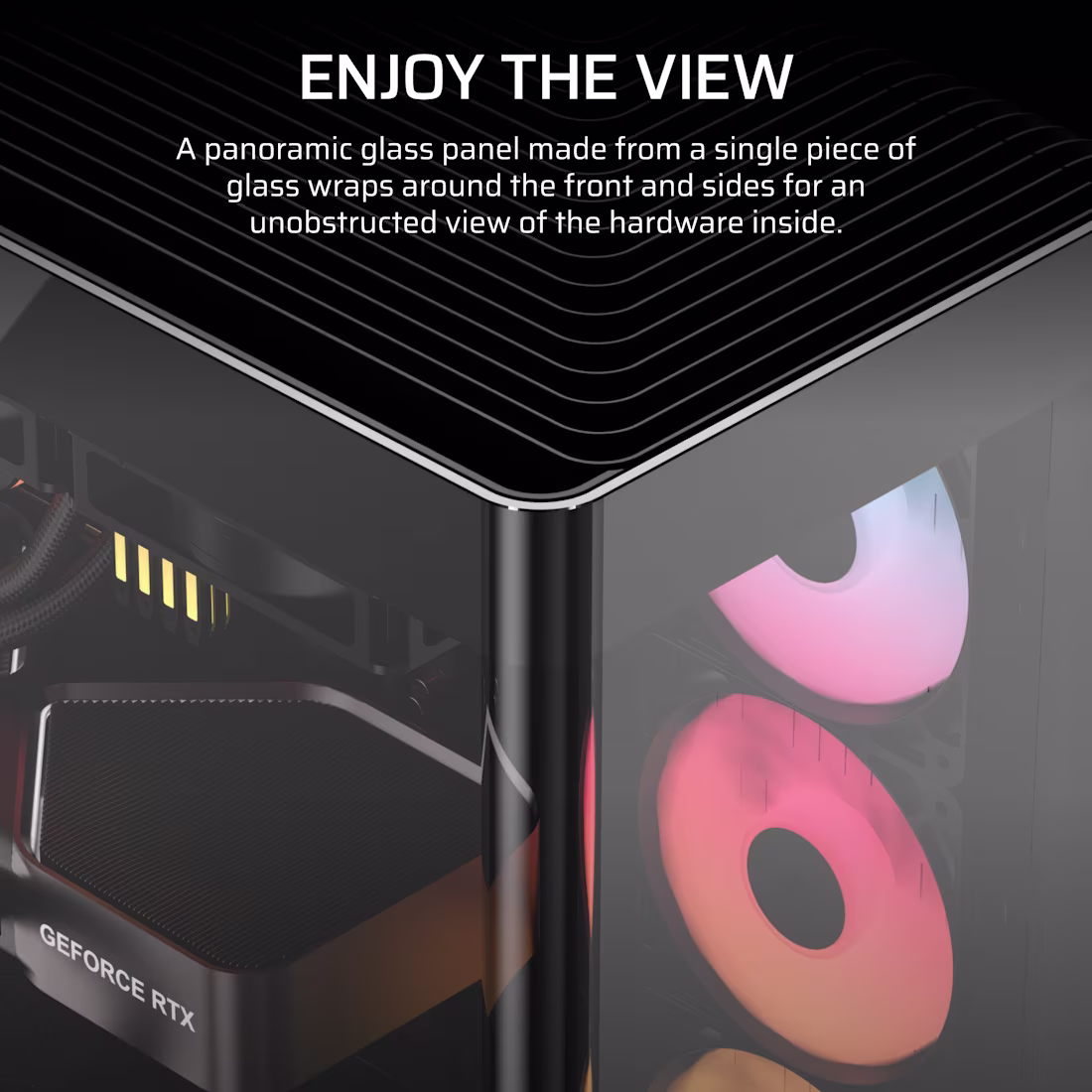 FRAME 4500X RS-R ARGB Panoramic Glass Mid-Tower PC Case;includes 3x RS120-R ARGB Fans ; 4x 2.5'' ; 2x 3.5'' Black - Image 5