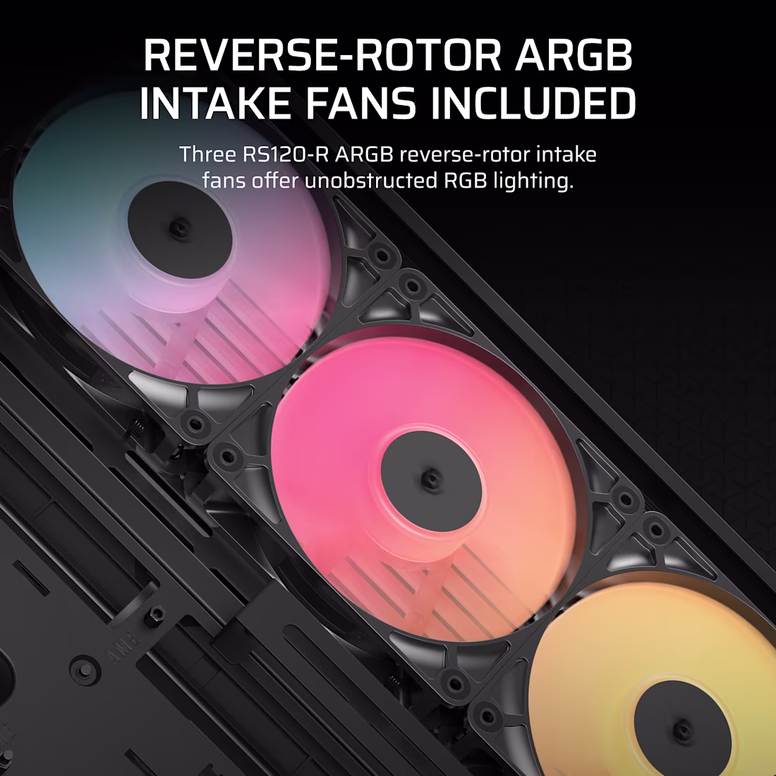 FRAME 4500X RS-R ARGB Panoramic Glass Mid-Tower PC Case;includes 3x RS120-R ARGB Fans ; 4x 2.5'' ; 2x 3.5'' Black - Image 7