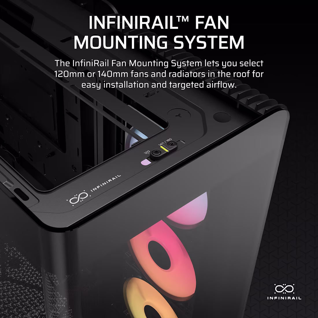 FRAME 4500X RS-R ARGB Panoramic Glass Mid-Tower PC Case;includes 3x RS120-R ARGB Fans ; 4x 2.5'' ; 2x 3.5'' Black - Image 8