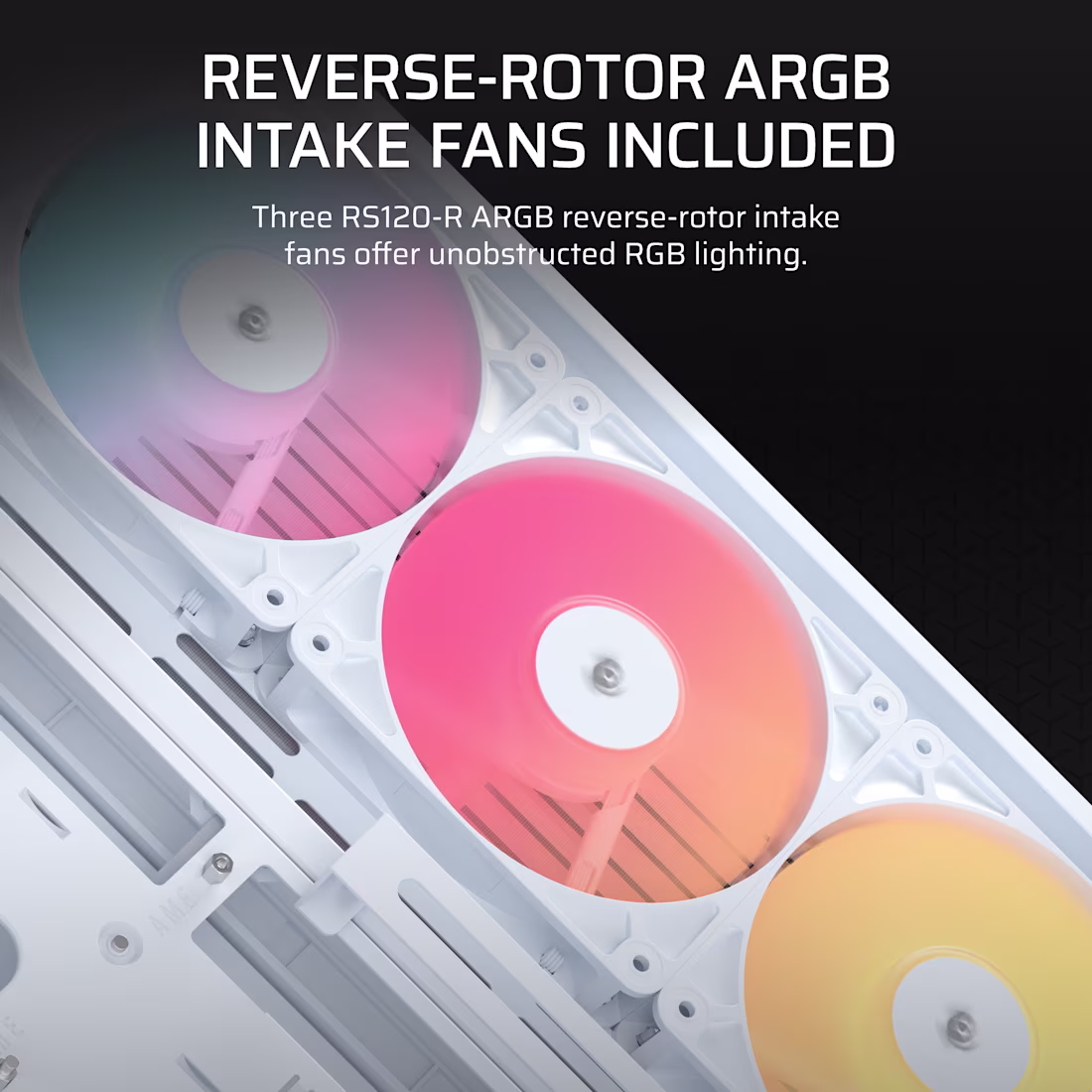 FRAME 4500X RS-R ARGB Panoramic Glass Mid-Tower PC Case;includes 3x RS120-R ARGB Fans ; 4x 2.5'' ; 2x 3.5'' ; White - Image 6