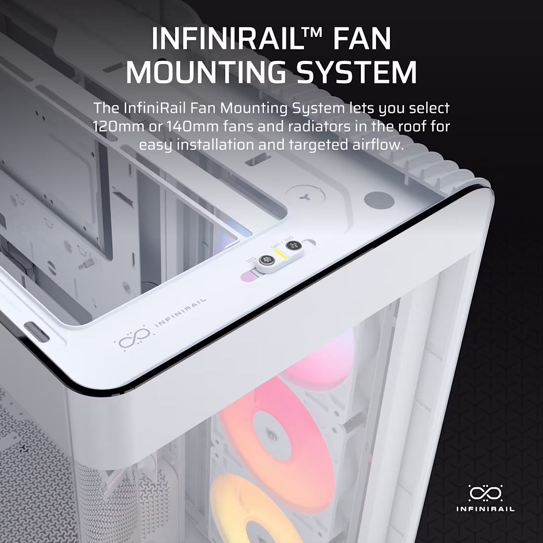 FRAME 4500X RS-R ARGB Panoramic Glass Mid-Tower PC Case;includes 3x RS120-R ARGB Fans ; 4x 2.5'' ; 2x 3.5'' ; White - Image 7