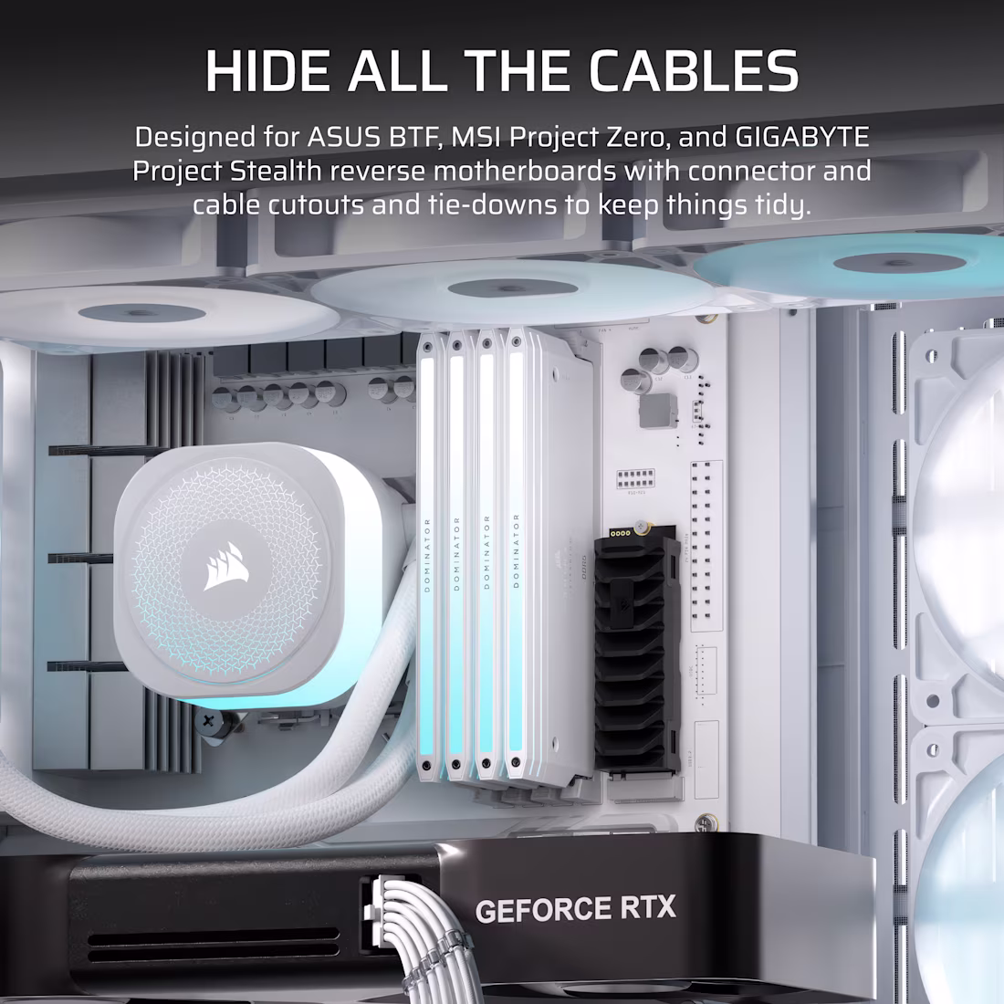 FRAME 4500X RS-R ARGB Panoramic Glass Mid-Tower PC Case;includes 3x RS120-R ARGB Fans ; 4x 2.5'' ; 2x 3.5'' ; White - Image 9