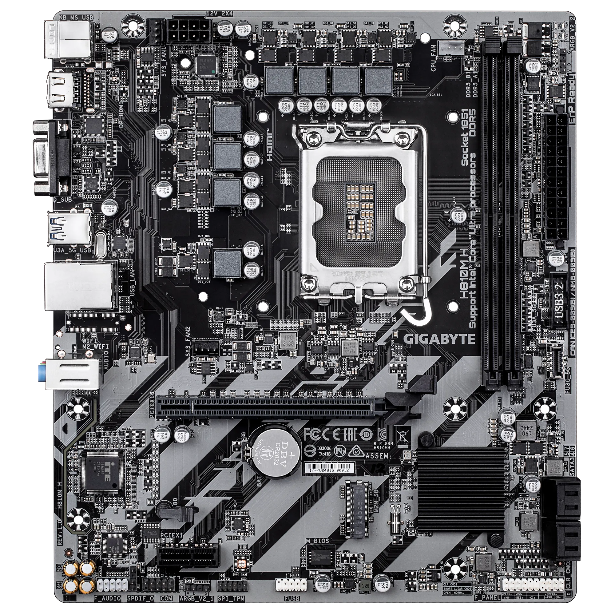 GIGABYTE Intel® H810 Chipset for LGA 1851; 2x DDR5; 1x M2; HDMI 1x VGA; mATX - Image 2