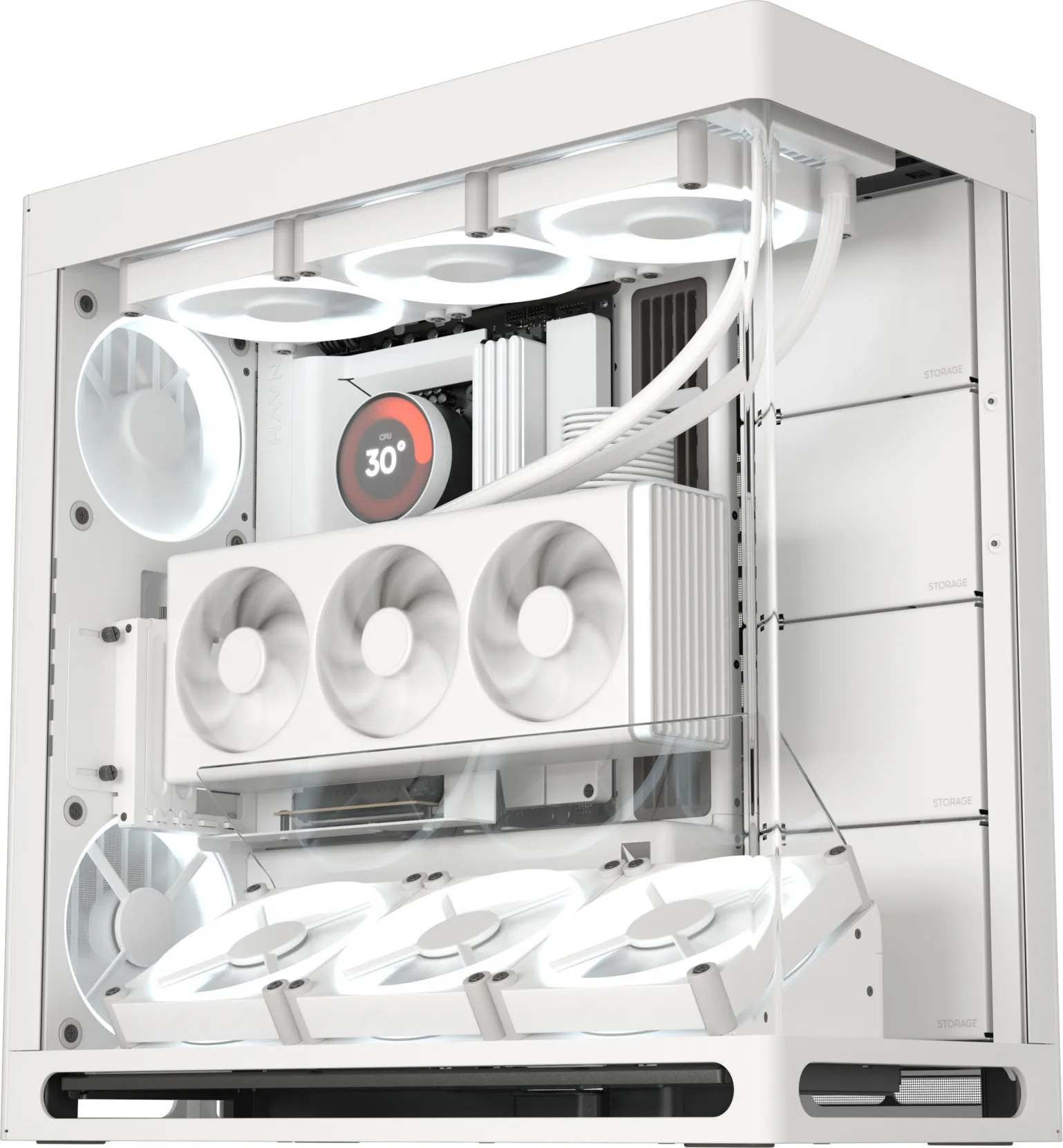 Aerocool HAVN HS 420 Base Edition White EATX case - Adjustable GPU Bracket - Supports 11 fans (0 Incl) - 4x 3.5'' or 8x 2.5'' - Image 2