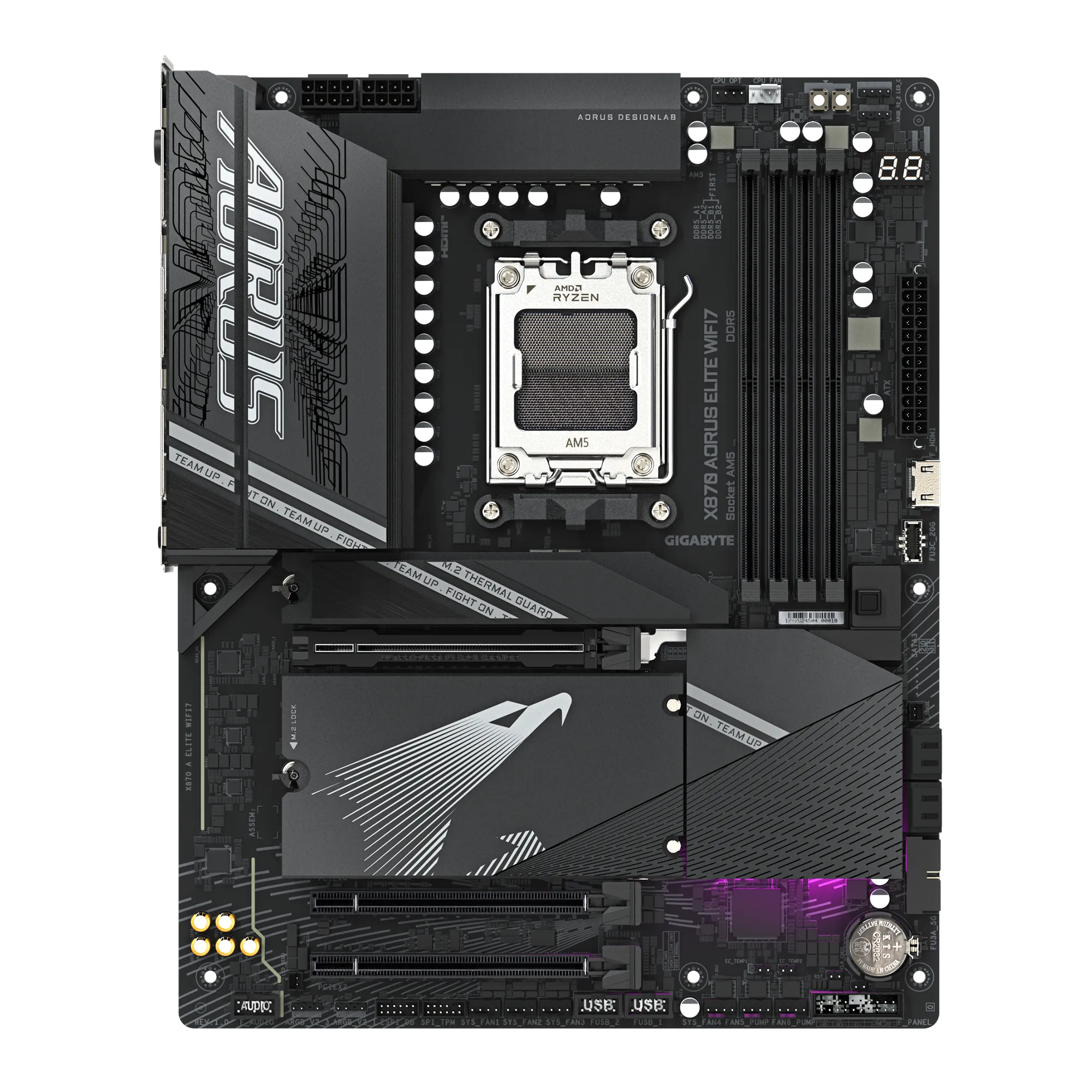 GIGABYTE Aorus AMD X870 Chipset for AMD AM5; 4x DDR5; 4x M2; 2x HDMI (1x Front)/2 x USB4® USB Type-C®; ATX. - Image 2