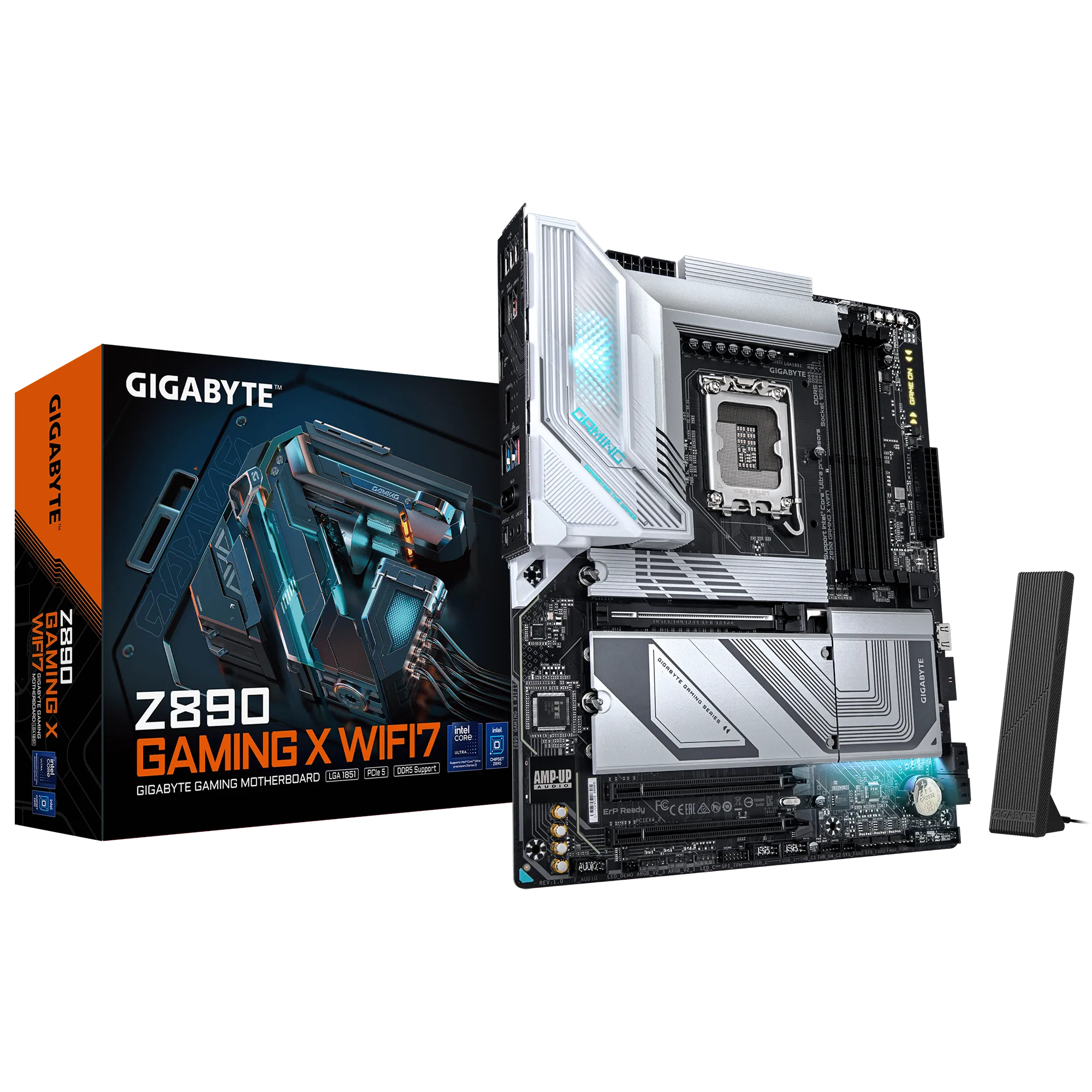 GIGABYTE Intel® Z890 Chipset for LGA 1851; 4x DDR5; 4x M2; USB4® USB Type-C®/DP/HDMI (Front); ATX.