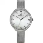 Westar Zing Crystal Accents Stainless Steel Mesh White Mother Of Pearl Dial Quartz 00128STN11 Women's Watch