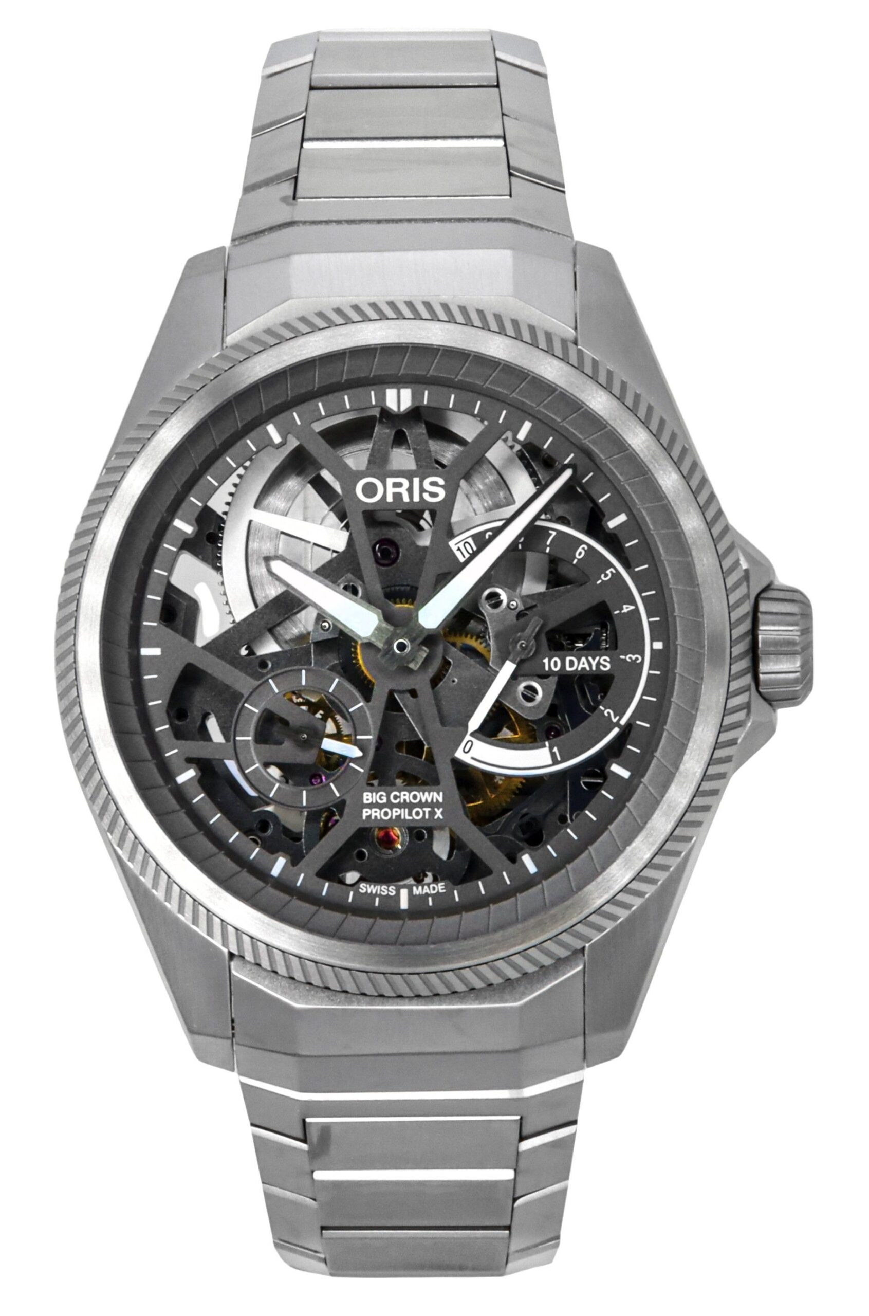 Oris Propilot X Titanium Grey Skeleton Dial Automatic 01-115-7759-7153-Set7-22-01TLC 100M Men's Watch